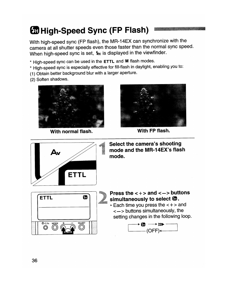 09 high-speed sync (fp flash), High-speed sync (fp flash) | Canon MR-14EX User Manual | Page 36 / 90