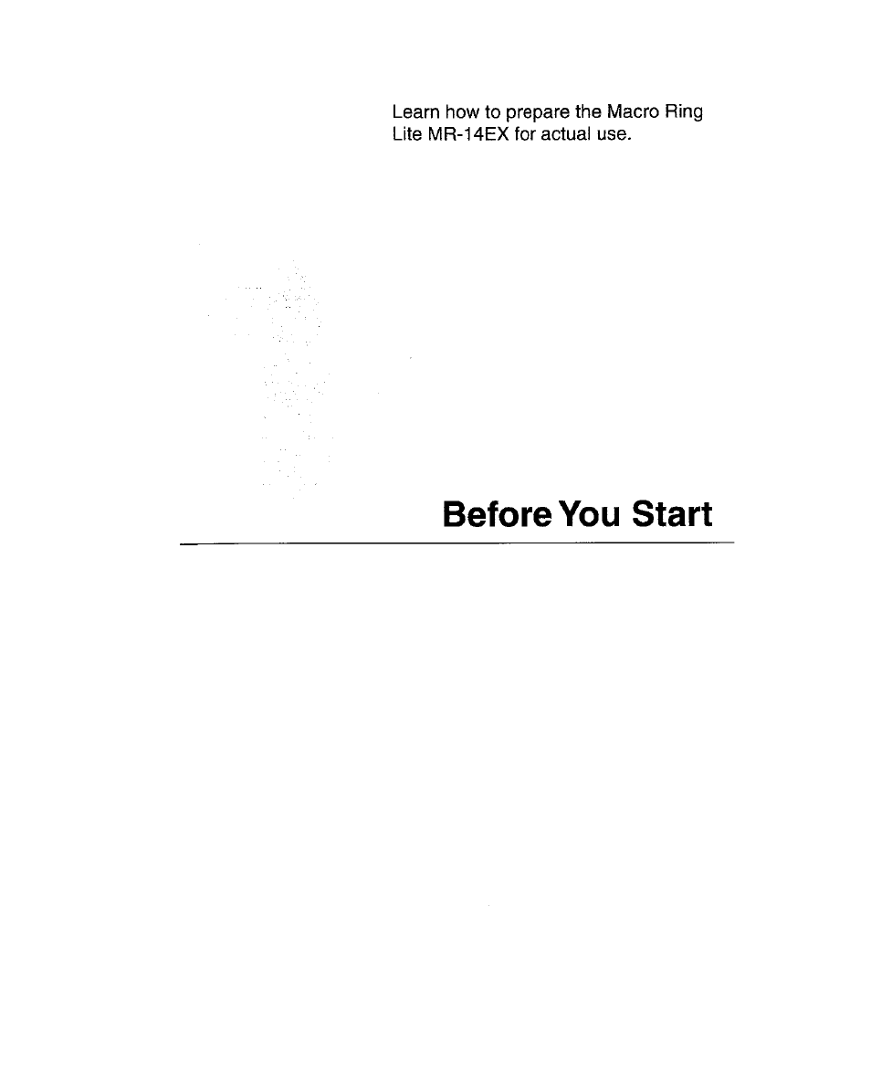 Before you start | Canon MR-14EX User Manual | Page 9 / 90