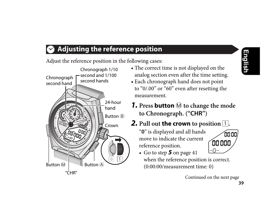 Adjusting the reference position | CITIZEN U700 User Manual | Page 39 / 62