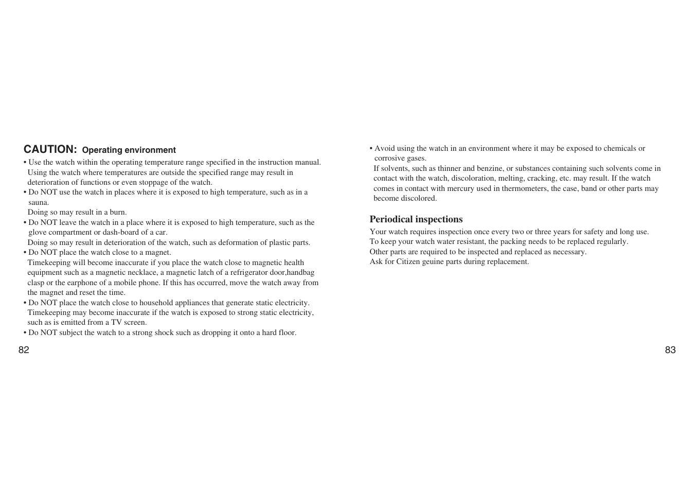 Caution | CITIZEN H461 User Manual | Page 41 / 42