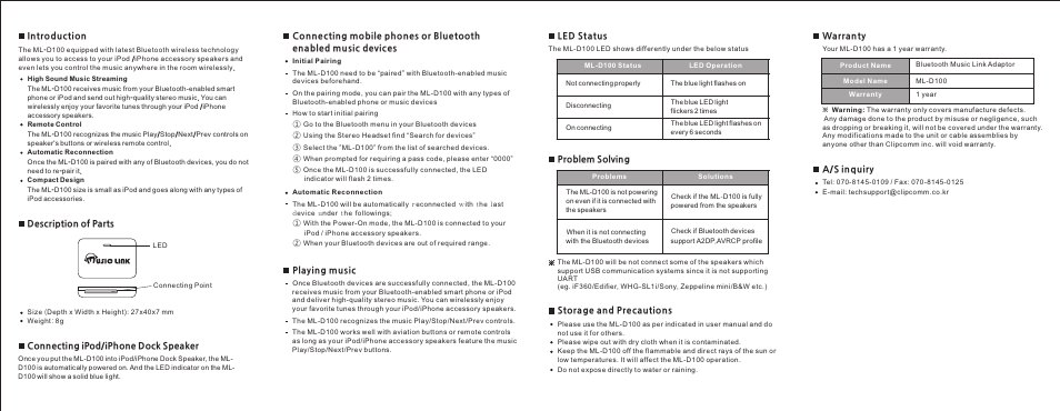 Clipcomm ML-D100 User Manual | Page 2 / 2