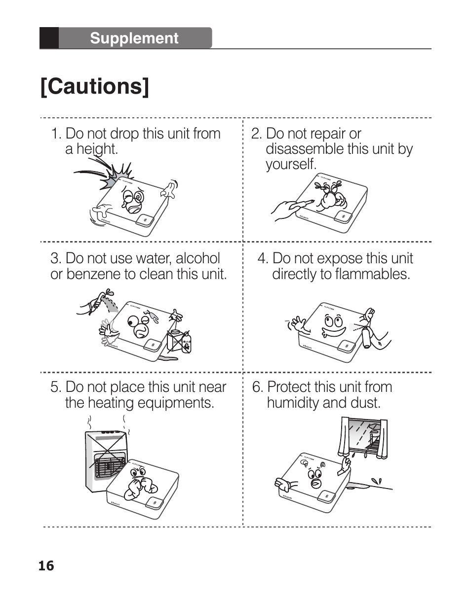 Cautions | Clipcomm BS-H100 User Manual | Page 18 / 24