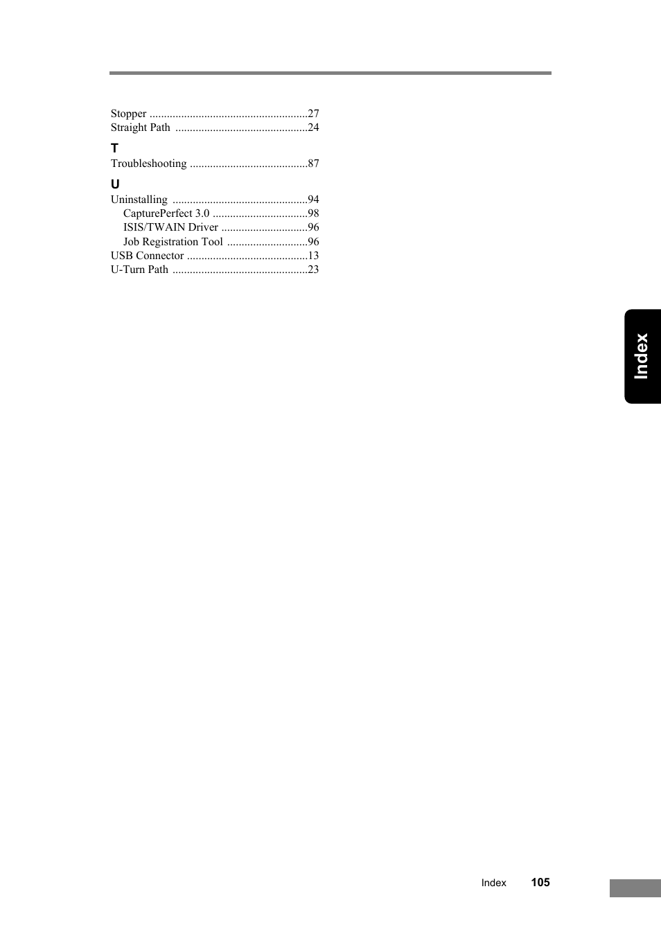 Index | Canon DR-2580C User Manual | Page 109 / 116