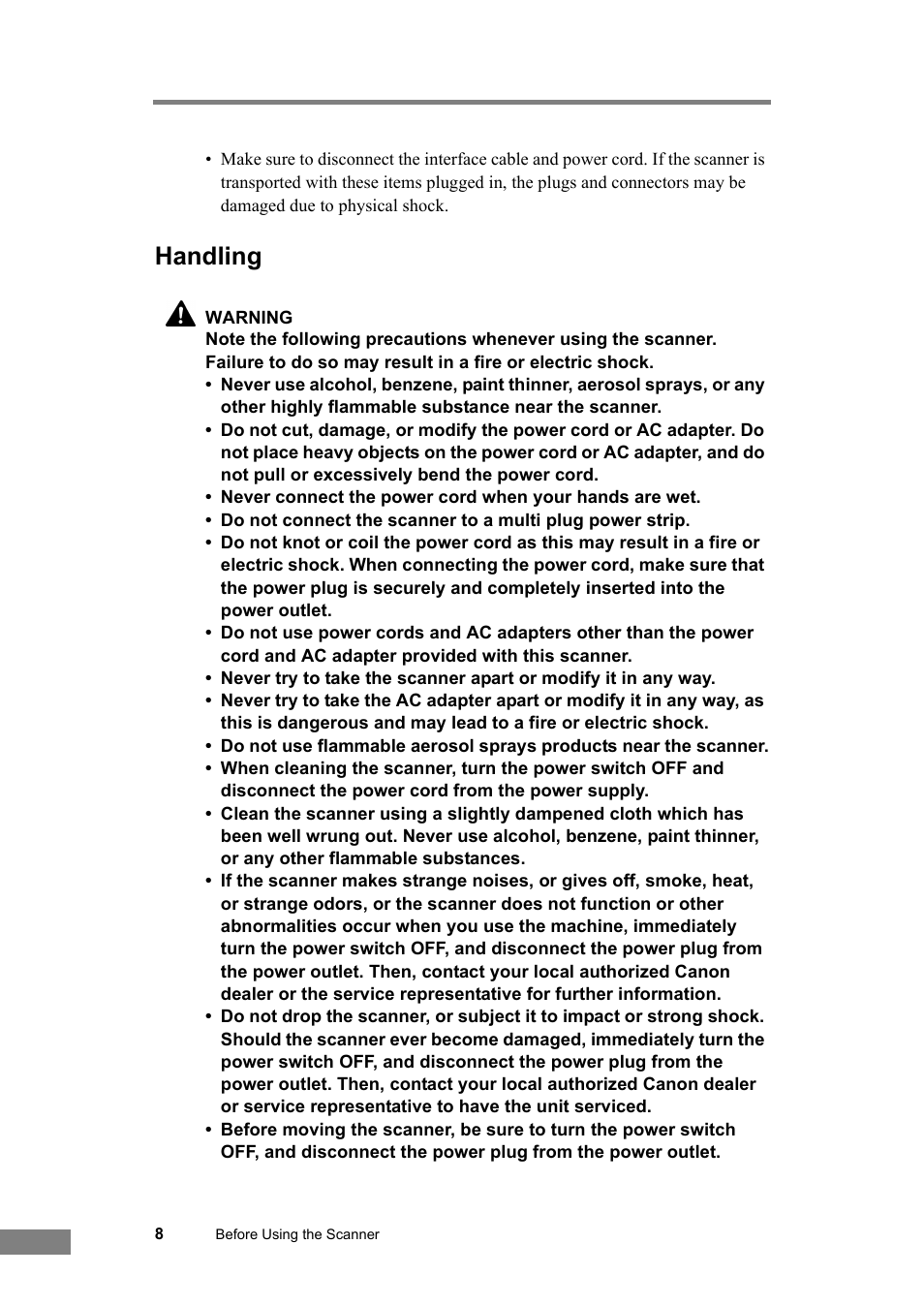 Handling | Canon DR-2580C User Manual | Page 12 / 116