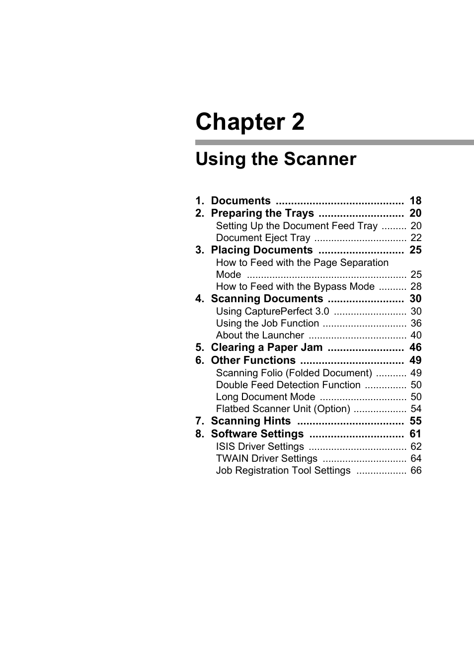 Chapter 2 using the scanner, Chapter 2, Using the scanner | Canon DR-2580C User Manual | Page 21 / 116