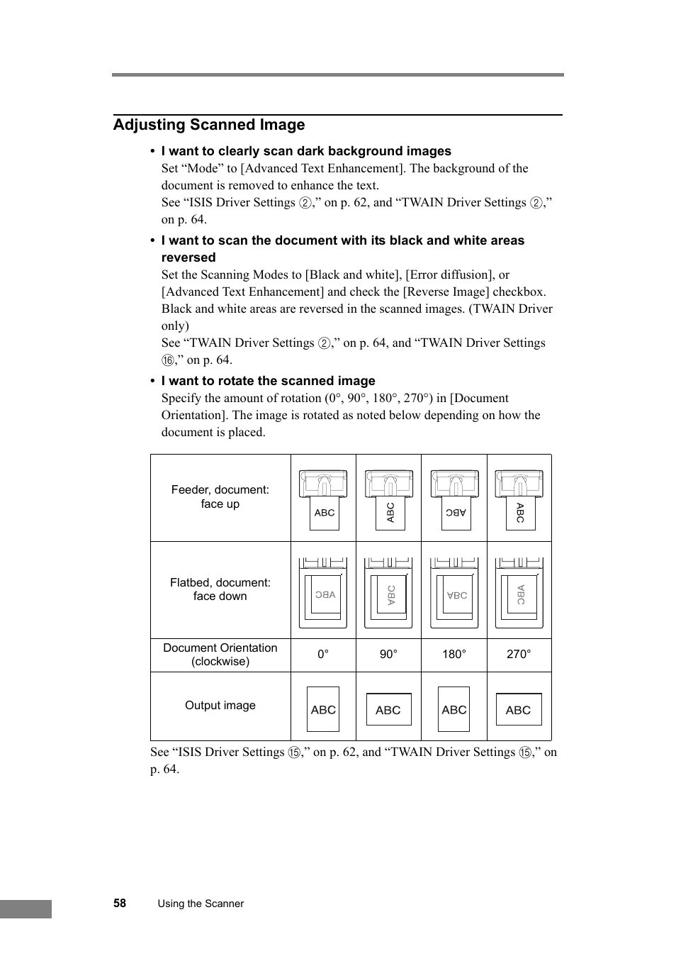 Adjusting scanned image | Canon DR-2580C User Manual | Page 62 / 116