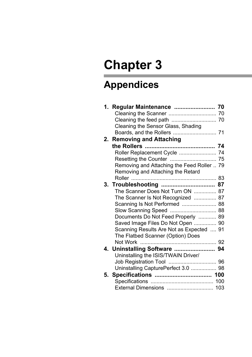 Chapter 3 appendices, Chapter 3, Appendices | Canon DR-2580C User Manual | Page 73 / 116