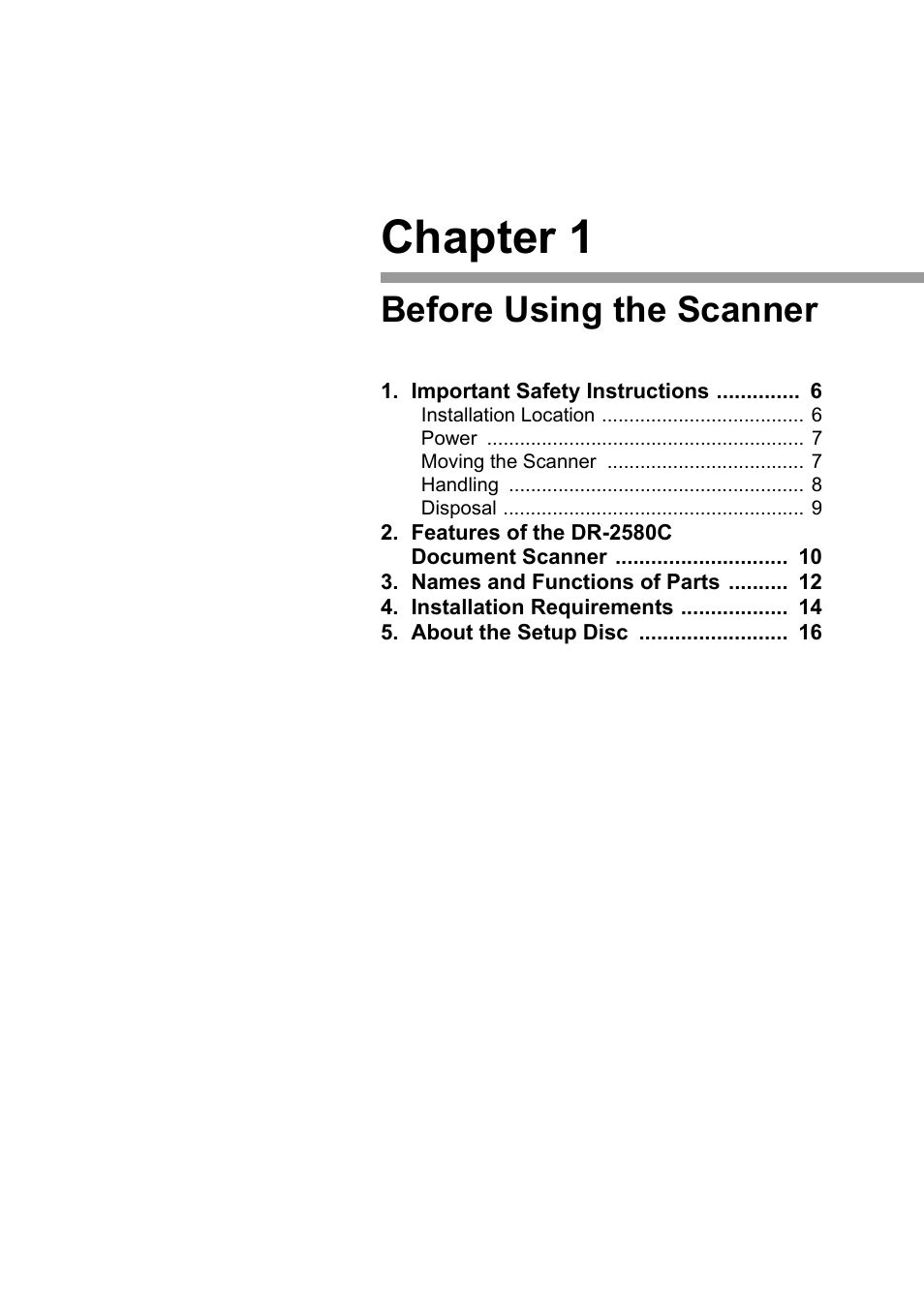 Chapter 1 before using the scanner, Chapter 1, Before using the scanner | Canon DR-2580C User Manual | Page 9 / 116