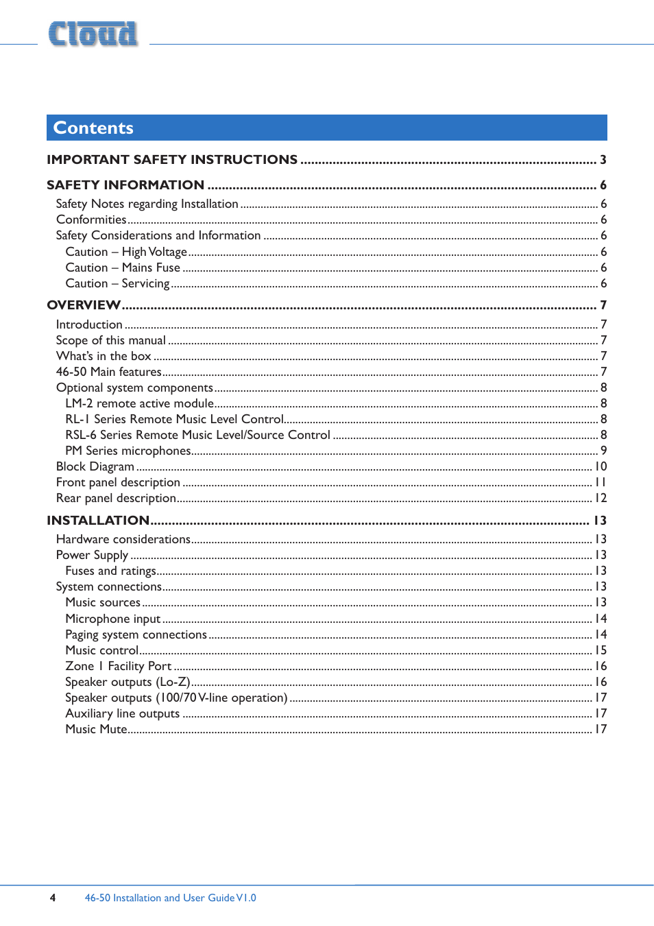 Cloud Electronics 46-50 User Manual | Page 4 / 28