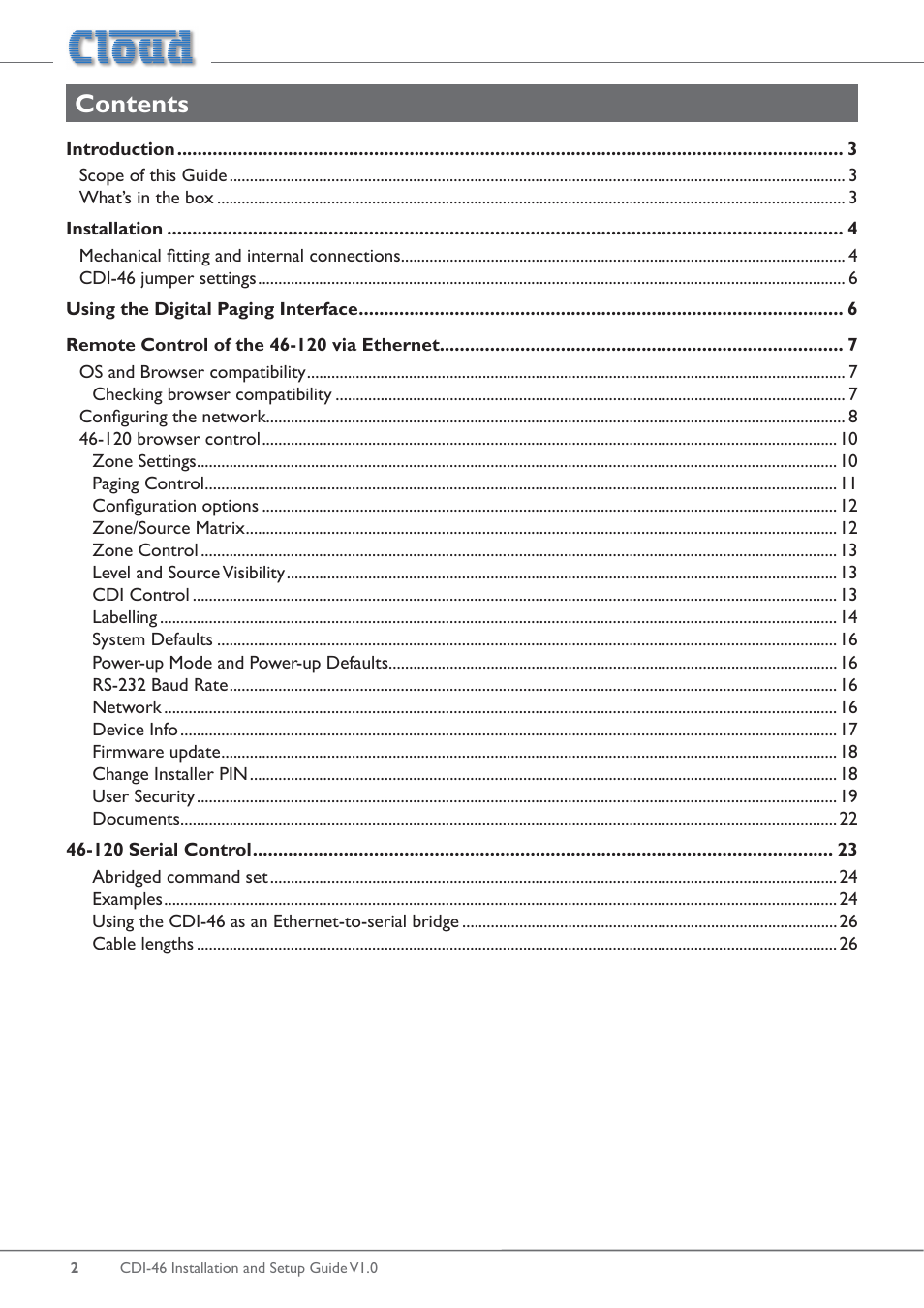 Cloud Electronics 46-120 - CDI-46 User Manual | Page 2 / 28