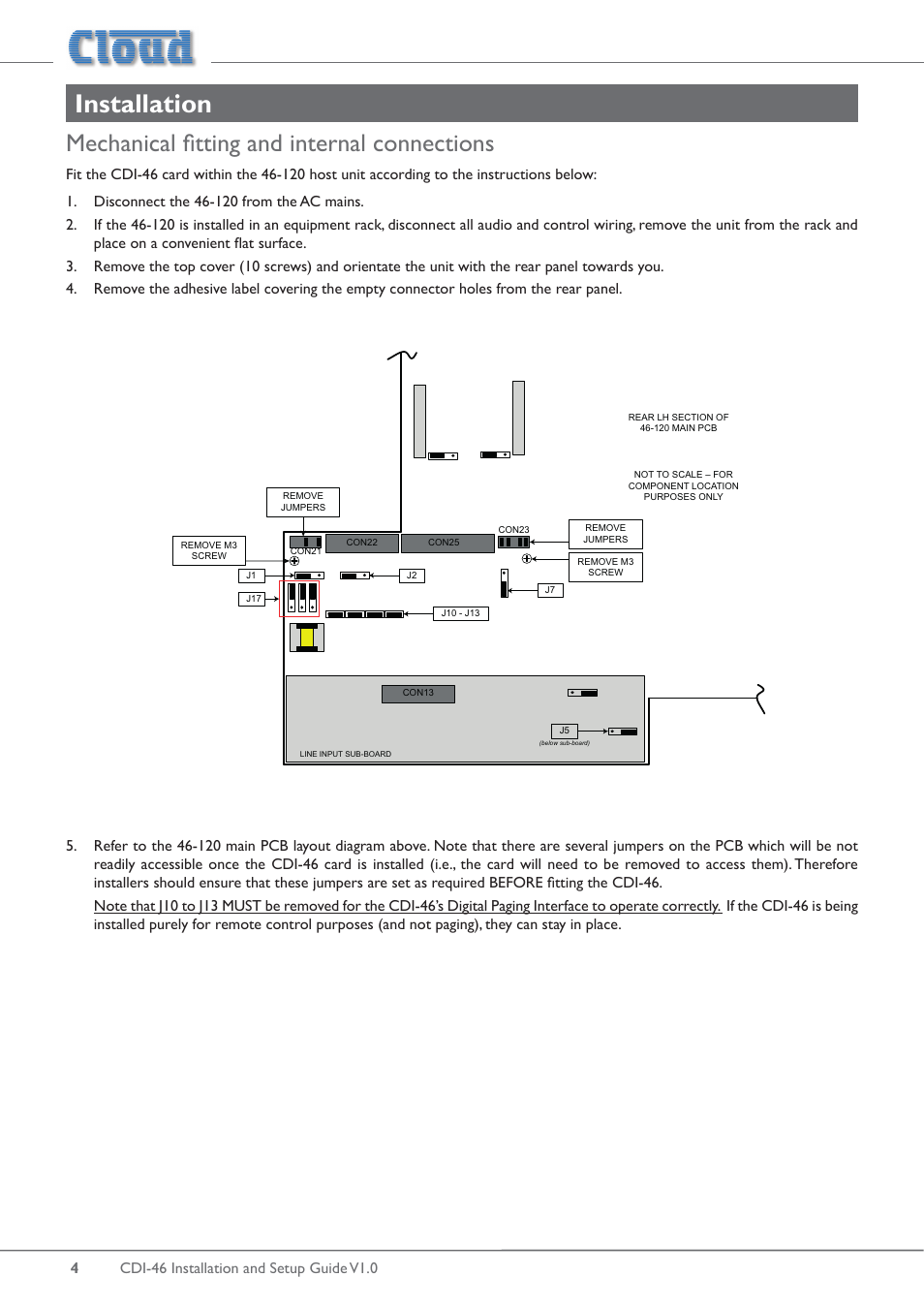 Installation, Mechanical fitting and internal connections | Cloud Electronics 46-120 - CDI-46 User Manual | Page 4 / 28