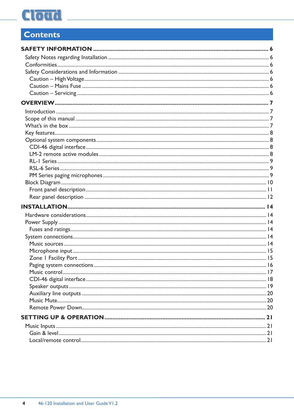 Cloud Electronics 46-120TMedia User Manual | Page 4 / 36
