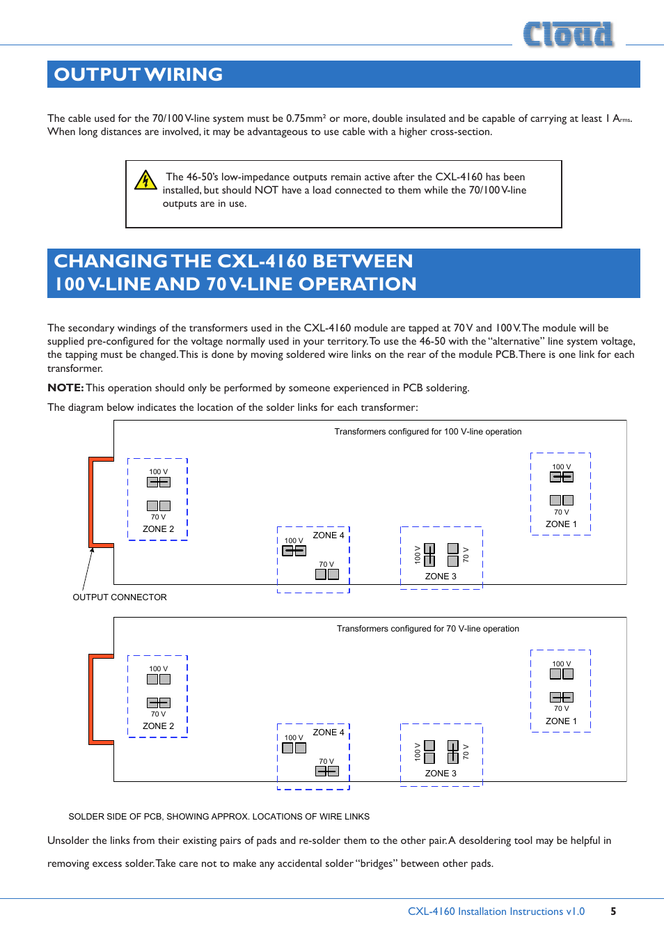 Output wiring | Cloud Electronics 46-50 - CXL-4160 User Manual | Page 5 / 7