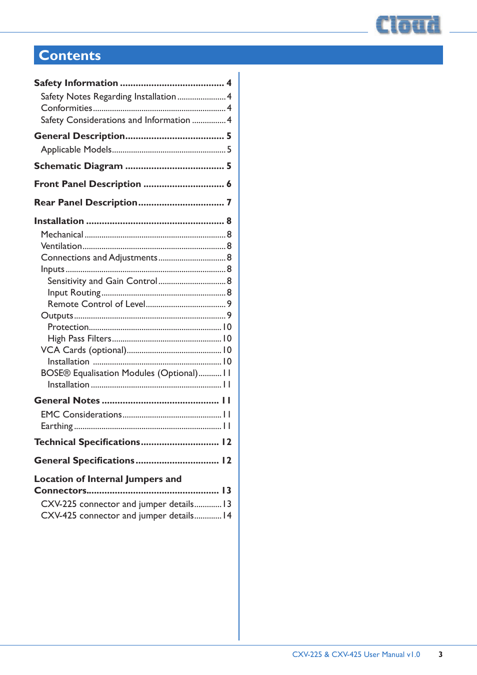 Cloud Electronics CXV-225 User Manual | Page 3 / 16