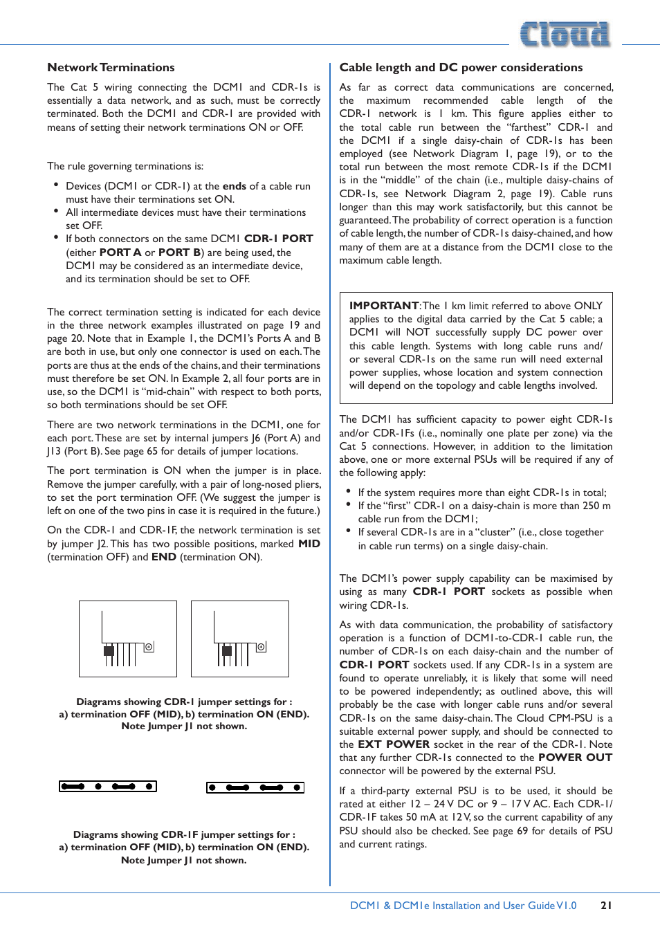 Cloud Electronics DCM1 User Manual | Page 21 / 79