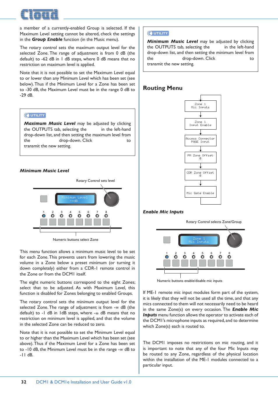 Routing menu | Cloud Electronics DCM1 User Manual | Page 32 / 79