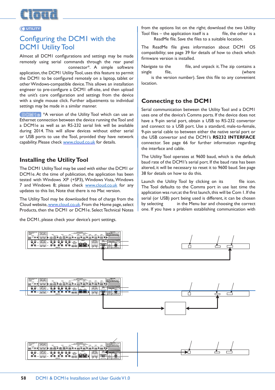 Configuring the dcm1 with the dcm1 utility tool, Installing the utility tool, Connecting to the dcm1 | Cloud Electronics DCM1 User Manual | Page 58 / 79
