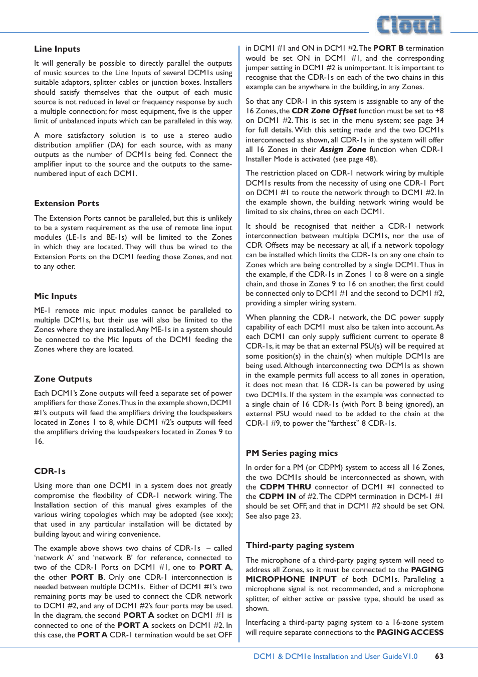 Cloud Electronics DCM1 User Manual | Page 63 / 79