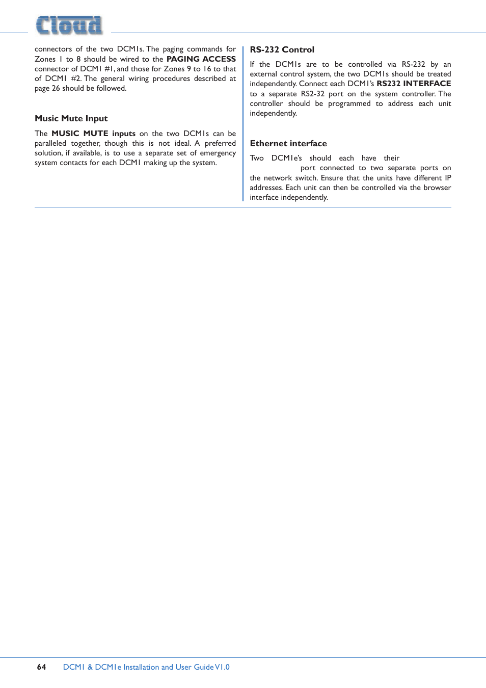 Cloud Electronics DCM1 User Manual | Page 64 / 79