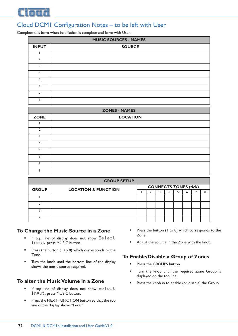 Cloud Electronics DCM1 User Manual | Page 72 / 79