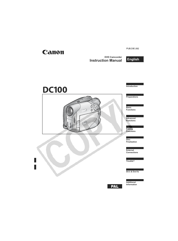 Canon DCD CAMCORDER User Manual | 83 pages