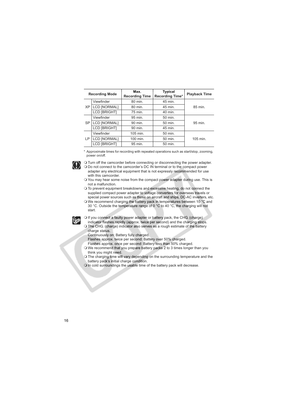 Canon DCD CAMCORDER User Manual | Page 16 / 83