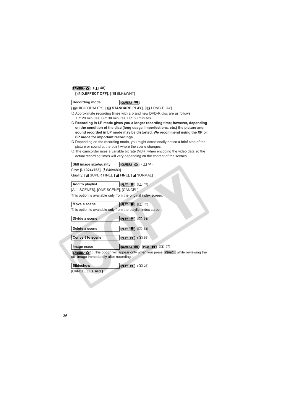 Canon DCD CAMCORDER User Manual | Page 36 / 83