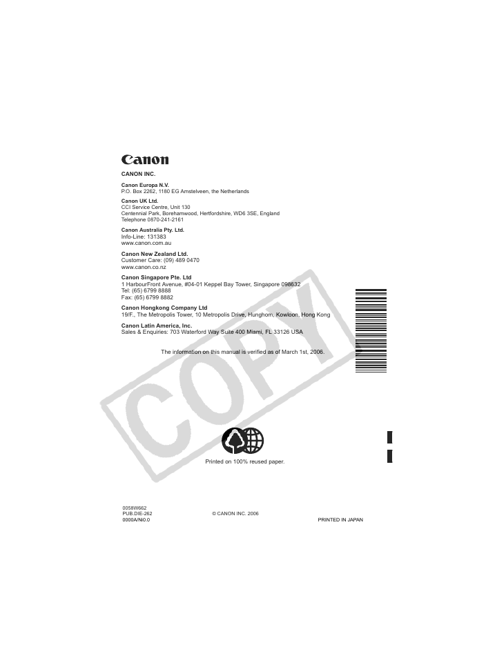 Canon DCD CAMCORDER User Manual | Page 83 / 83