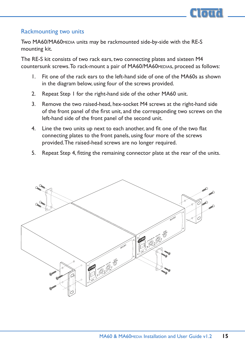 Rackmounting two units | Cloud Electronics MA60Media User Manual | Page 15 / 36