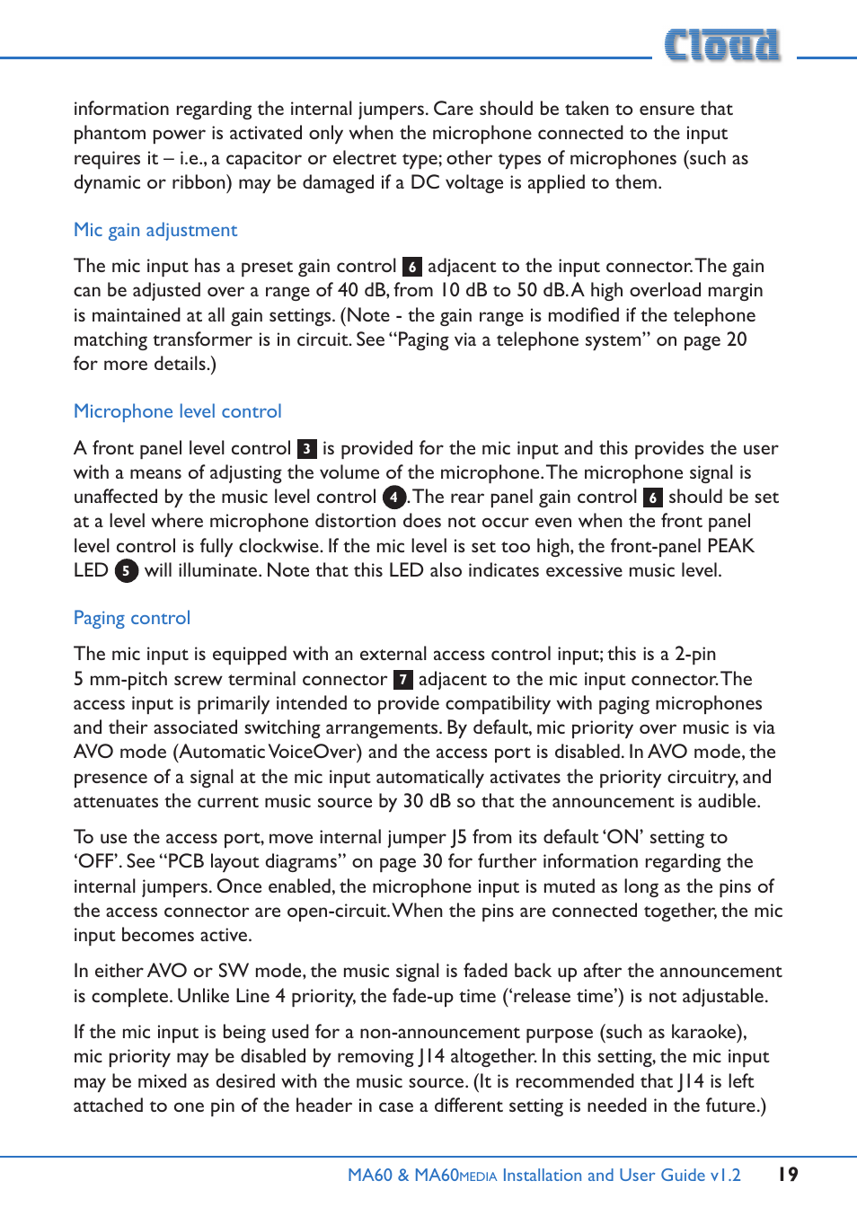 Cloud Electronics MA60Media User Manual | Page 19 / 36