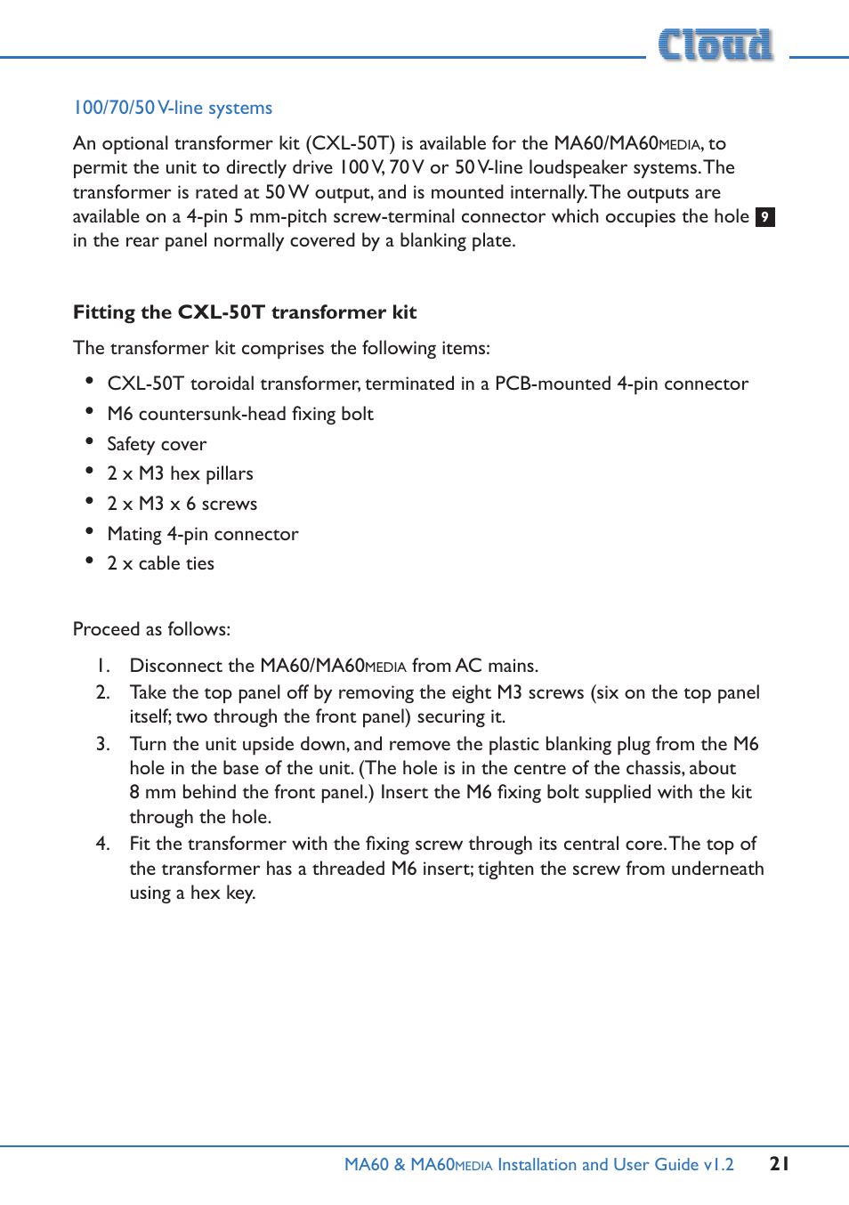 Cloud Electronics MA60Media User Manual | Page 21 / 36