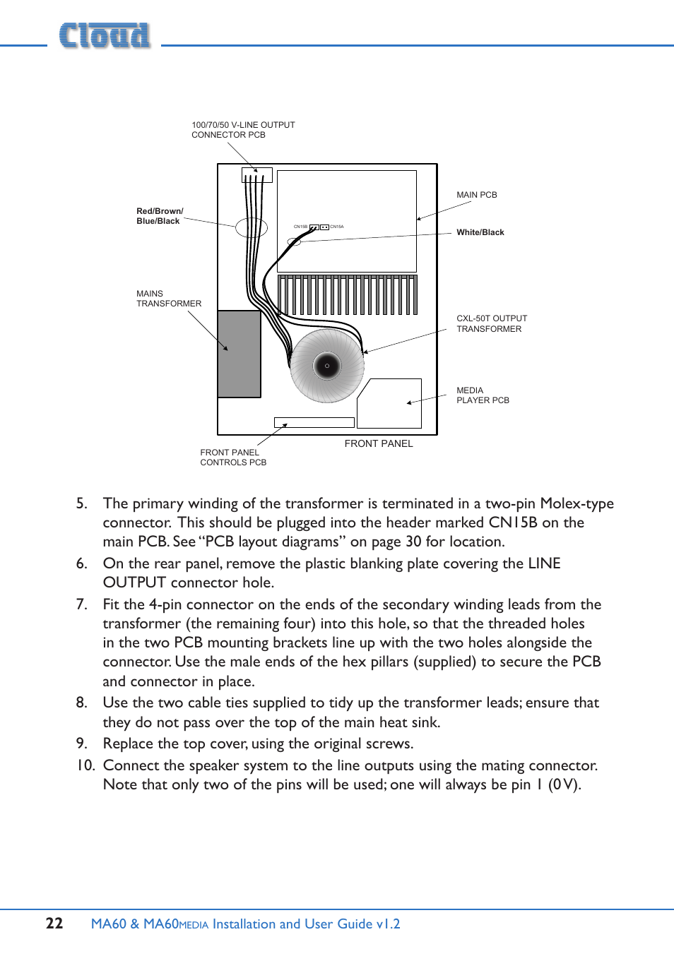 Ma60 & ma60, Installation and user guide v1.2 | Cloud Electronics MA60Media User Manual | Page 22 / 36