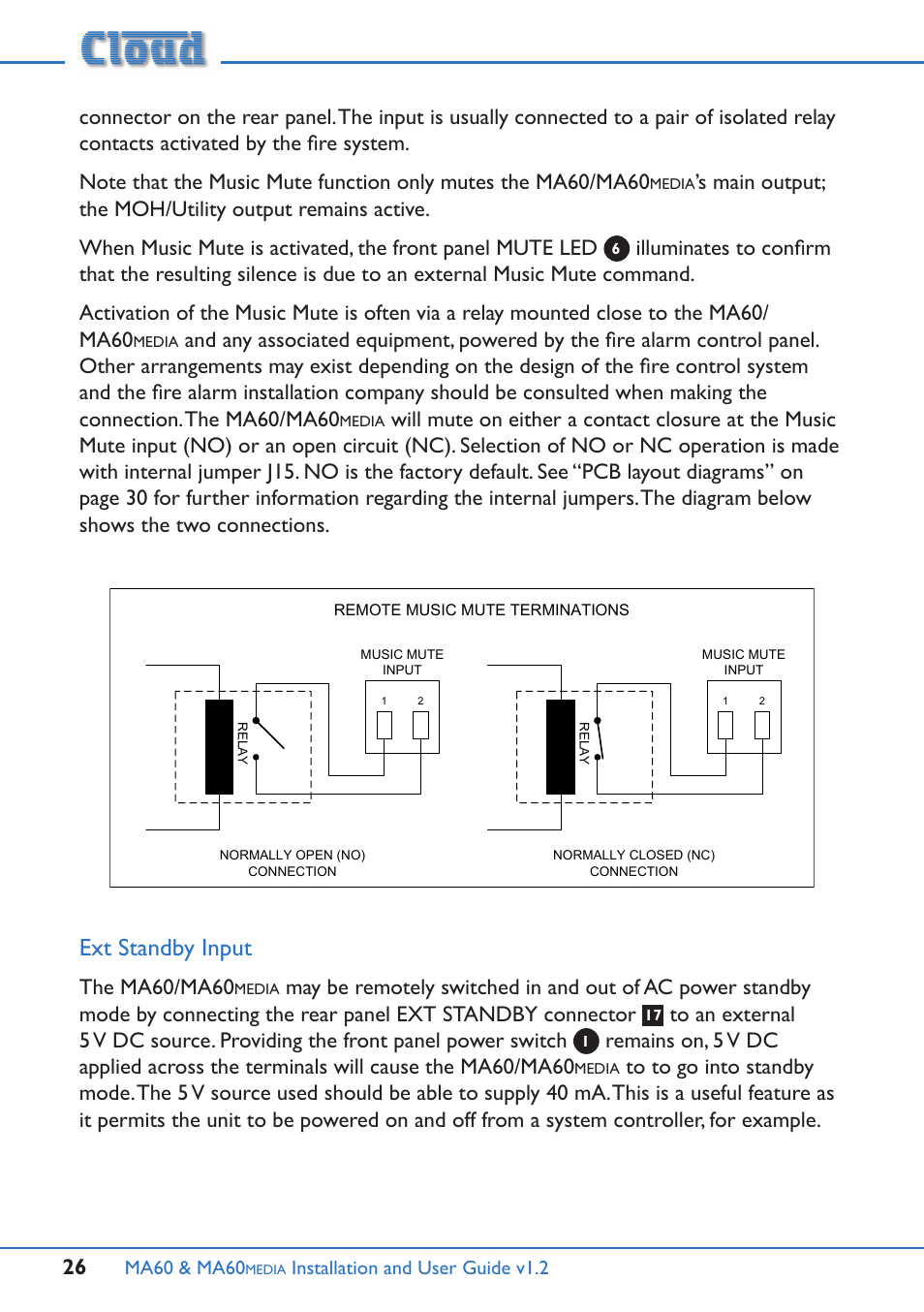 Ext standby input, The ma60/ma60 | Cloud Electronics MA60Media User Manual | Page 26 / 36