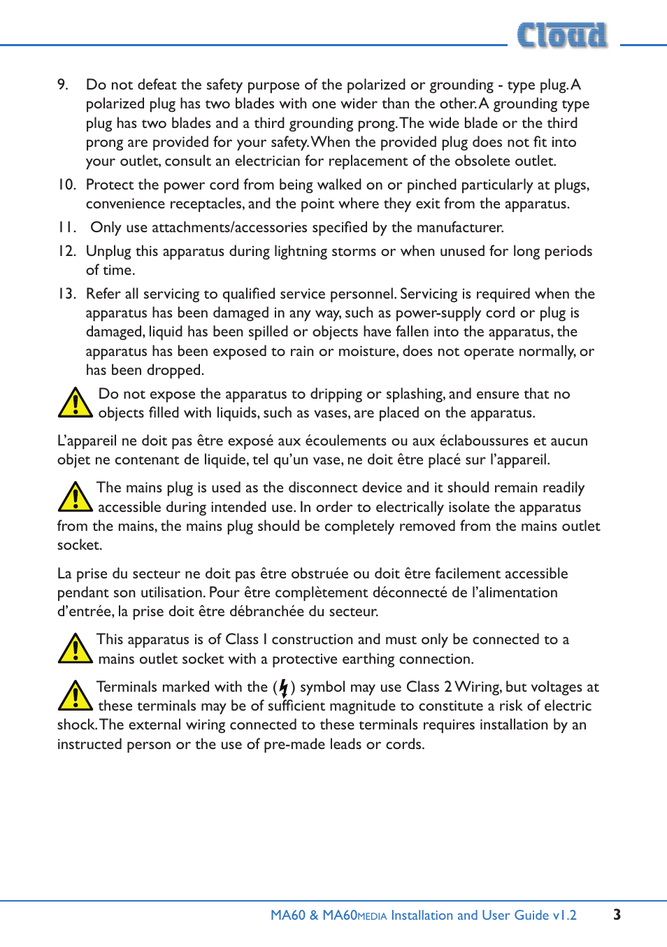 Cloud Electronics MA60Media User Manual | Page 3 / 36
