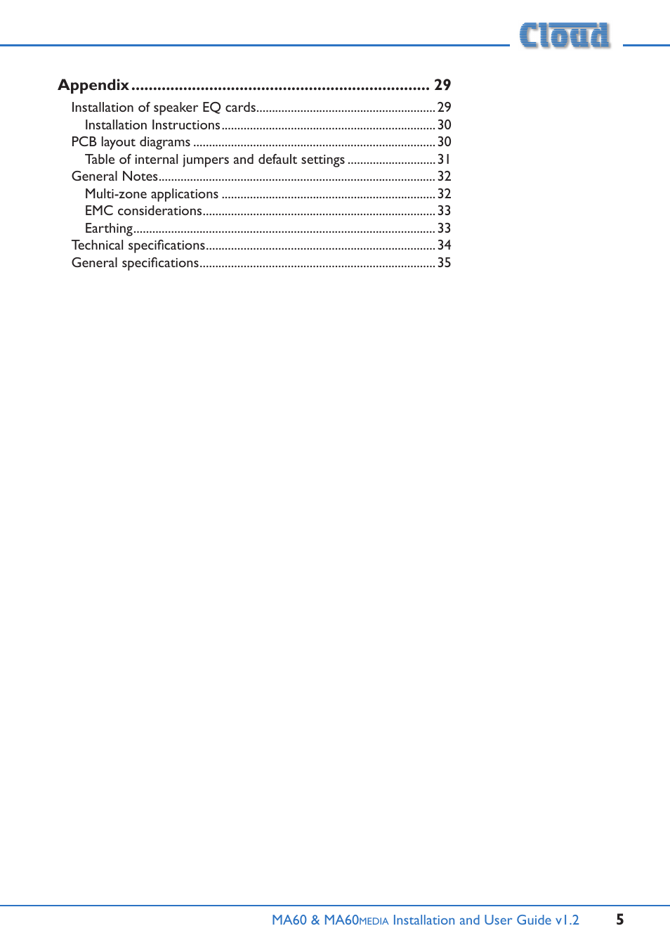 Cloud Electronics MA60Media User Manual | Page 5 / 36