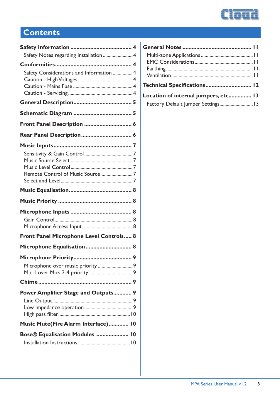 Cloud Electronics MPA60 User Manual | Page 3 / 16