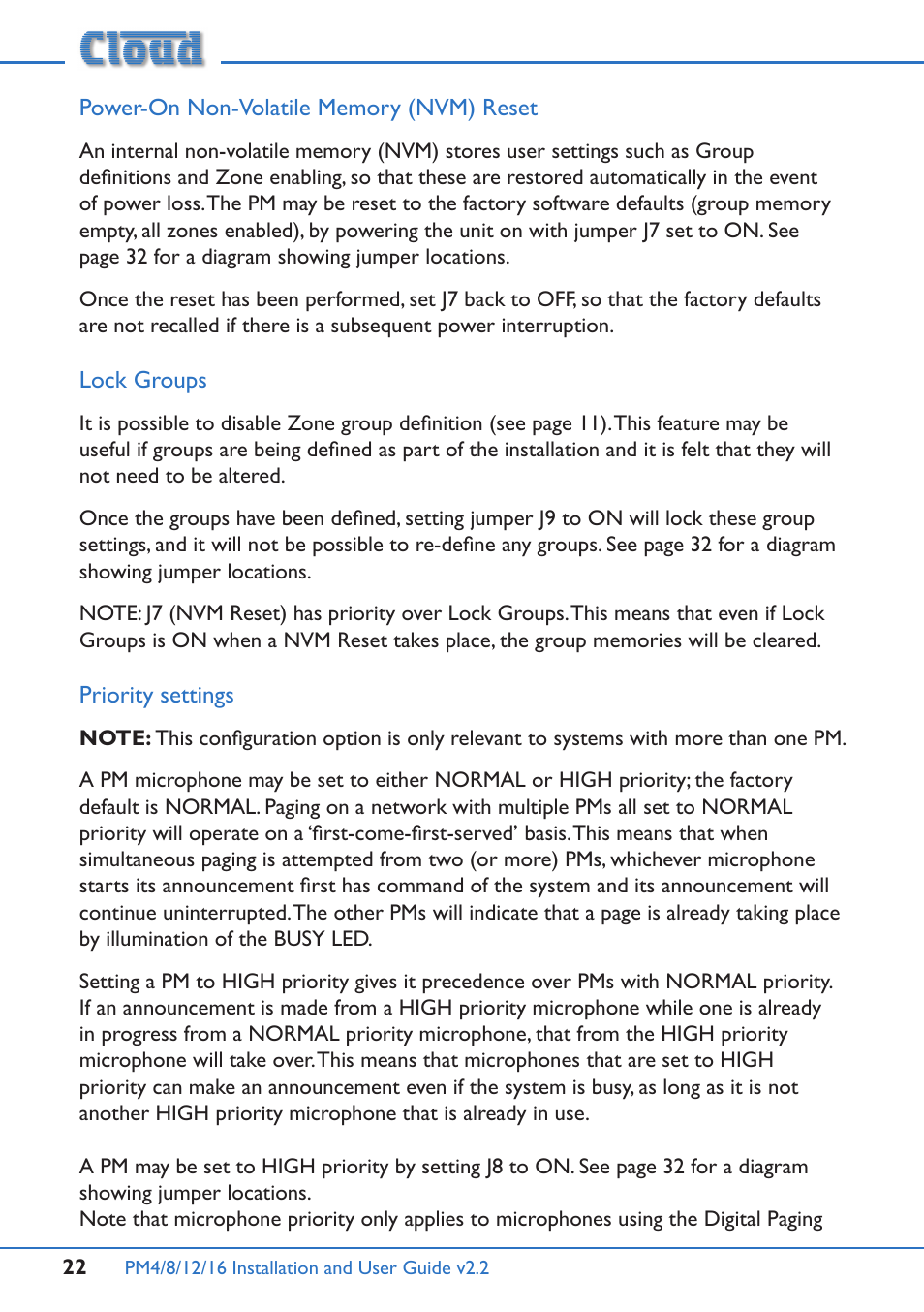 Cloud Electronics PM12 User Manual | Page 22 / 36