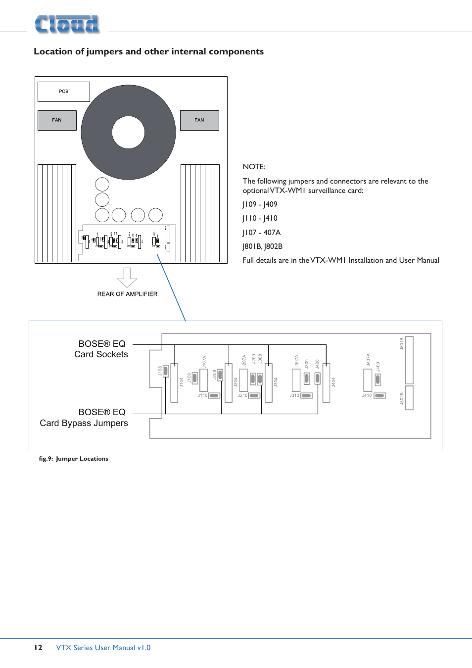 Location of jumpers and other internal components | Cloud Electronics VTX4400 User Manual | Page 12 / 16