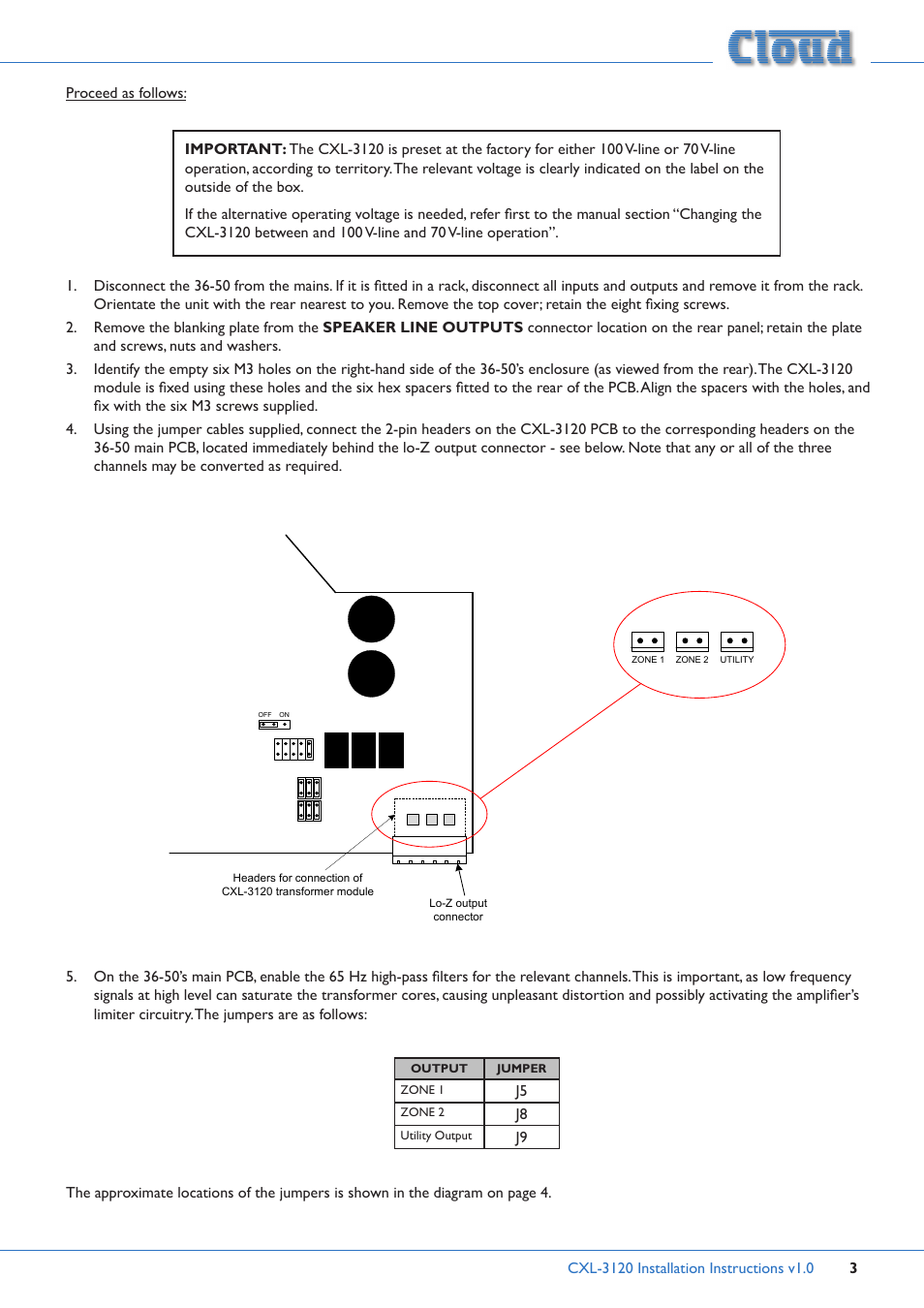 Cloud Electronics 36-50 - CXL-3120 User Manual | Page 3 / 7