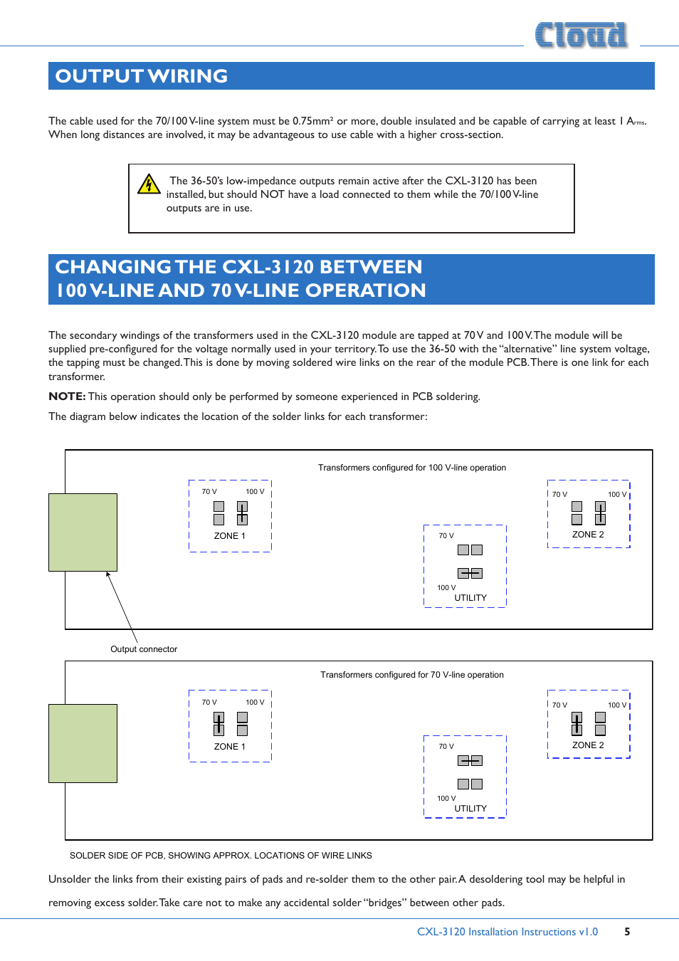 Output wiring | Cloud Electronics 36-50 - CXL-3120 User Manual | Page 5 / 7