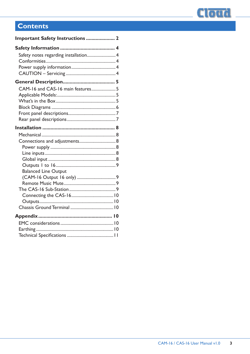 Cloud Electronics CAM16 User Manual | Page 3 / 12