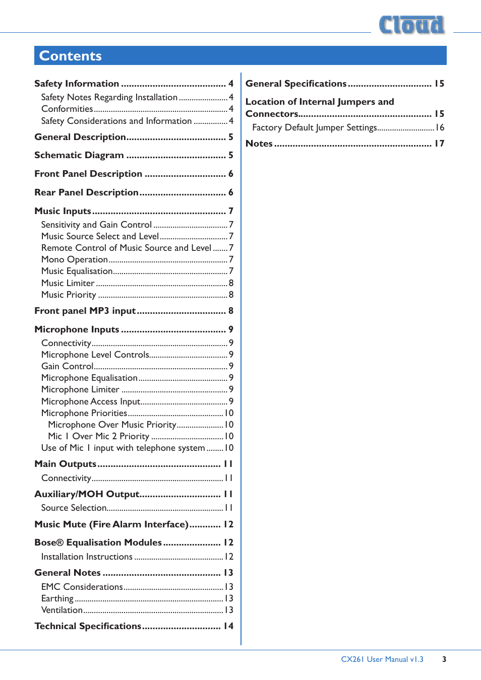 Cloud Electronics CX261 User Manual | Page 3 / 20