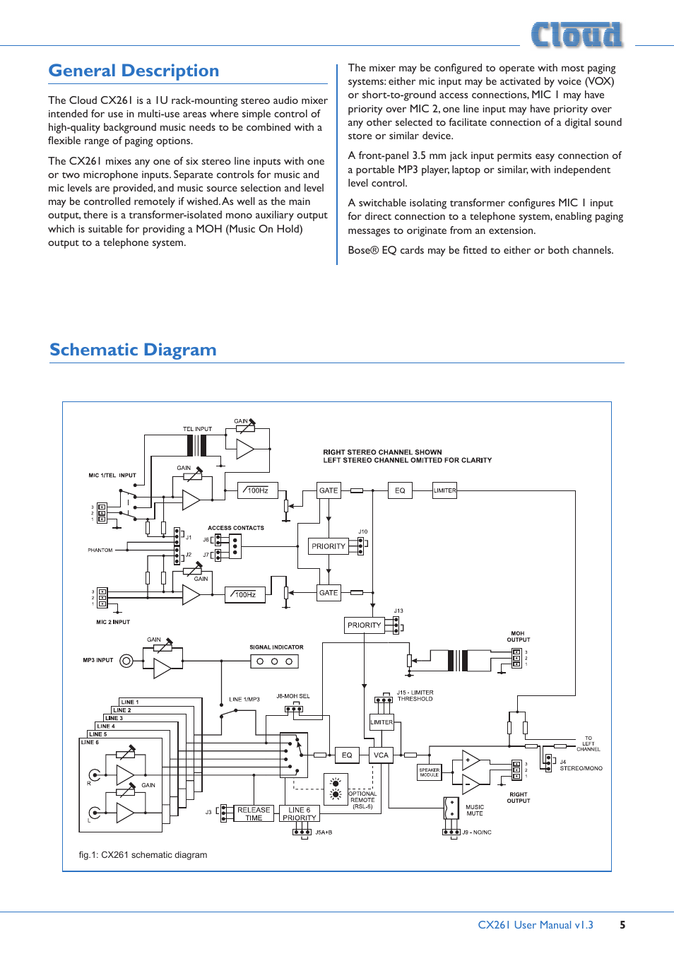 General description, Schematic diagram | Cloud Electronics CX261 User Manual | Page 5 / 20