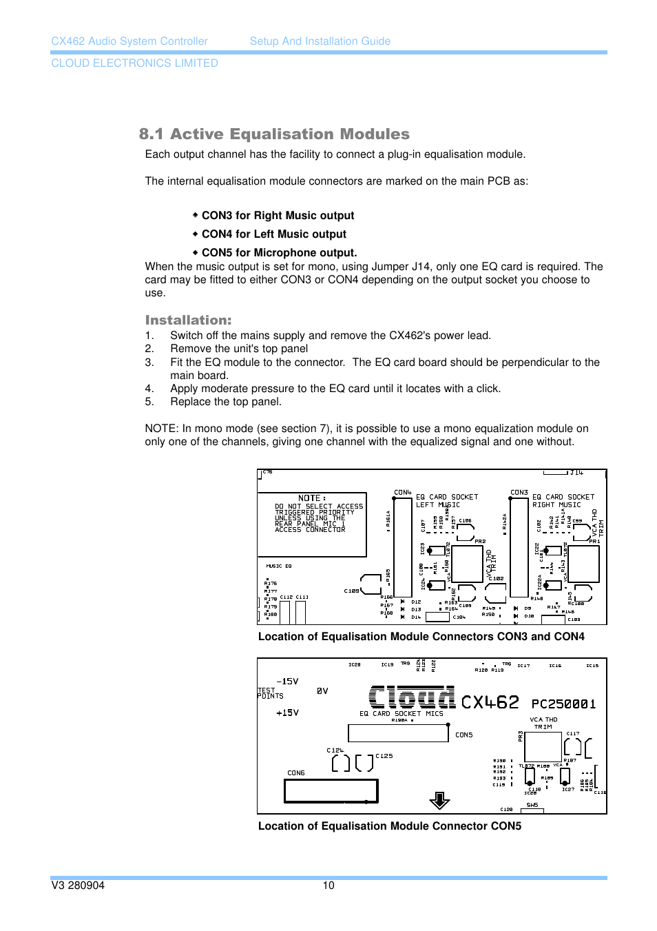 1 active equalisation modules | Cloud Electronics CX462 User Manual | Page 16 / 23