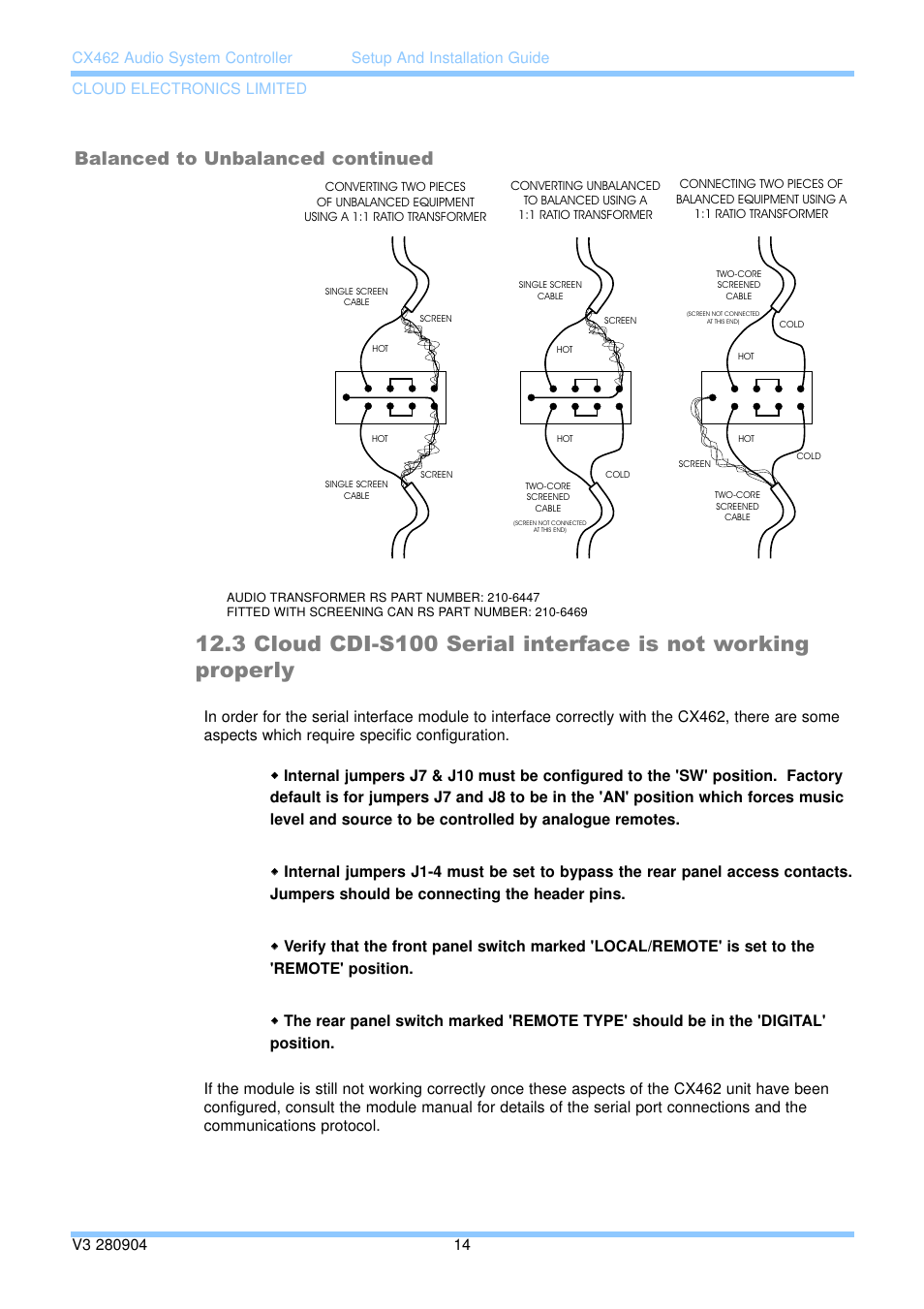 Balanced to unbalanced continued | Cloud Electronics CX462 User Manual | Page 20 / 23