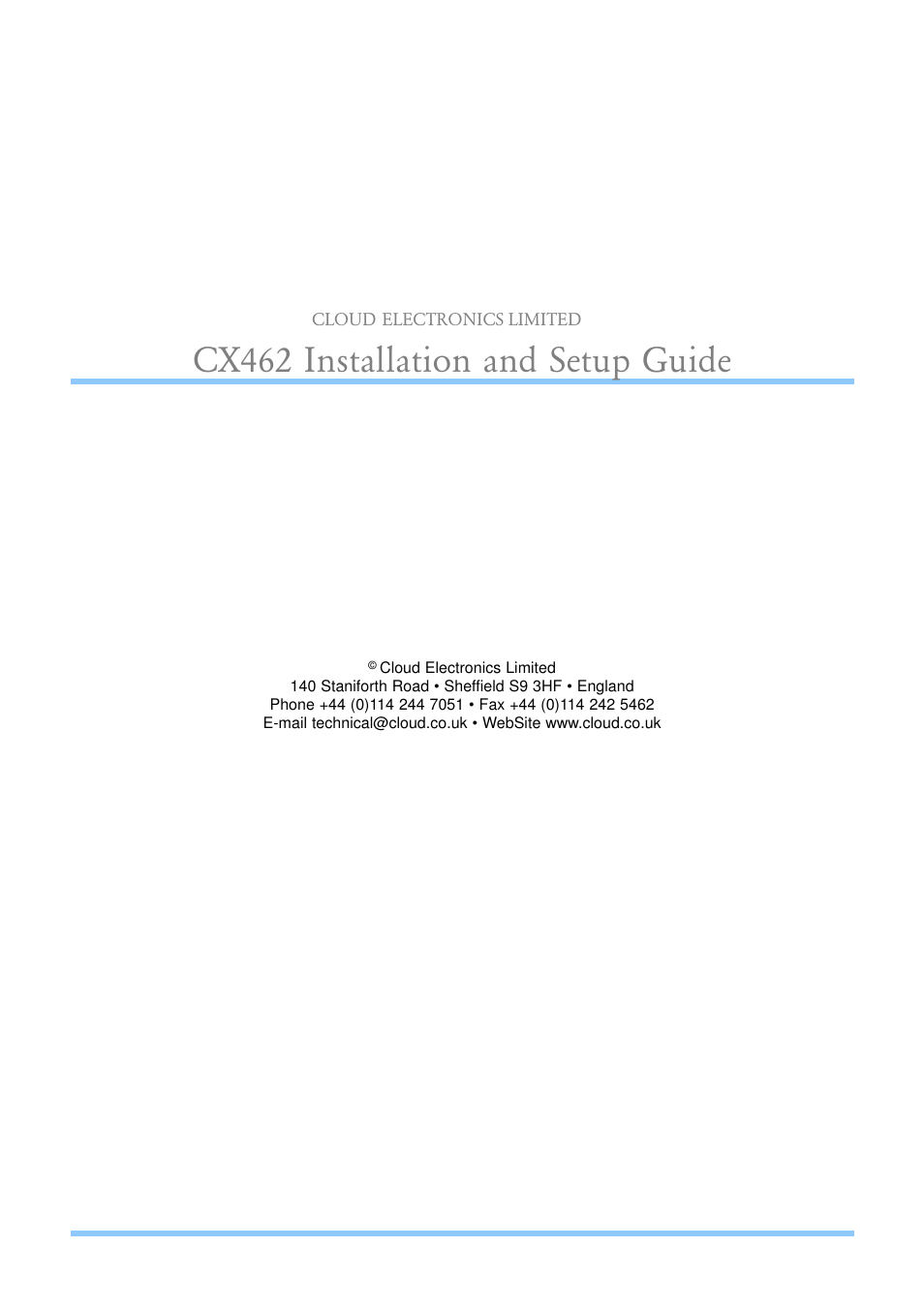 Cx462 installation and setup guide | Cloud Electronics CX462 User Manual | Page 3 / 23