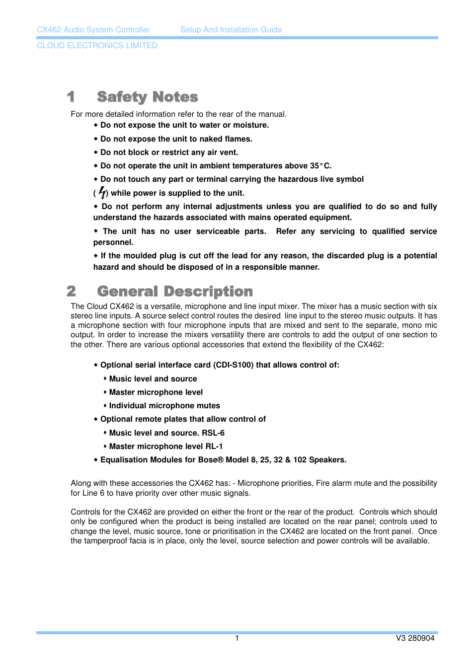 2 general description | Cloud Electronics CX462 User Manual | Page 7 / 23