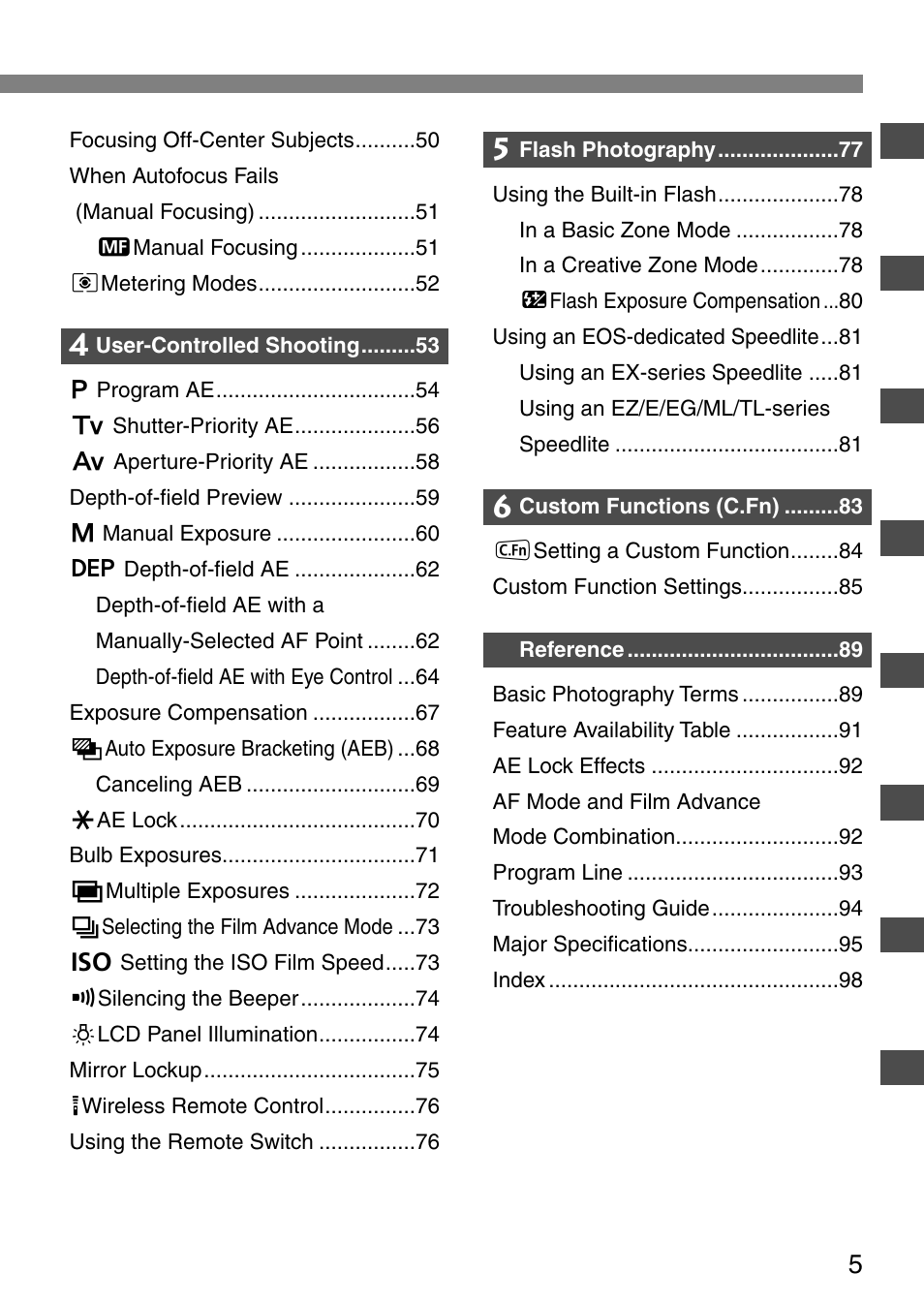 Canon EOS ELAN7NE-33V User Manual | Page 5 / 100