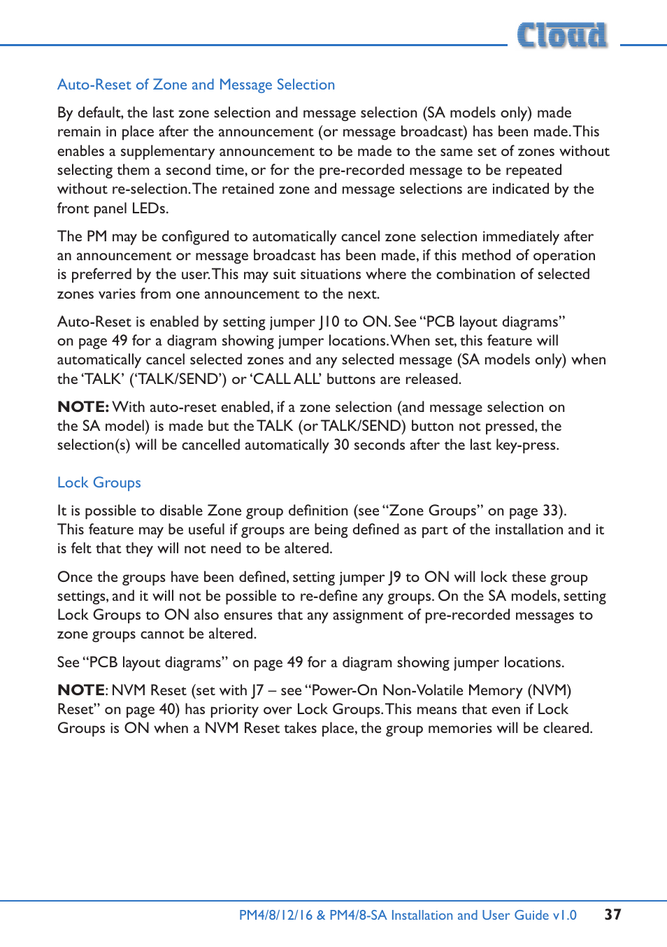Cloud Electronics PM16 User Manual | Page 37 / 56