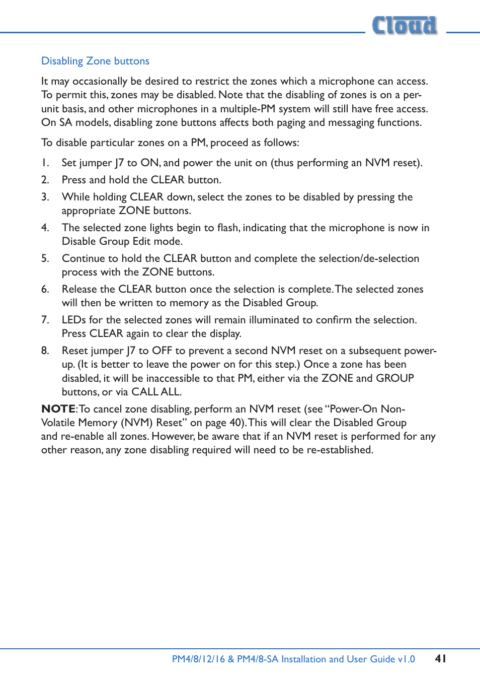 Cloud Electronics PM16 User Manual | Page 41 / 56